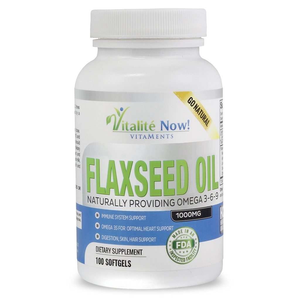 Flaxseed Oil Softgels - 10000mg Premium, Virgin Cold Pressed from Flax Seeds - Hair Skin & Nails Dukungan - Omega 3-6- 9 Tambahan - 100 Count - Lebih Dari 3 Bulan Suppply!