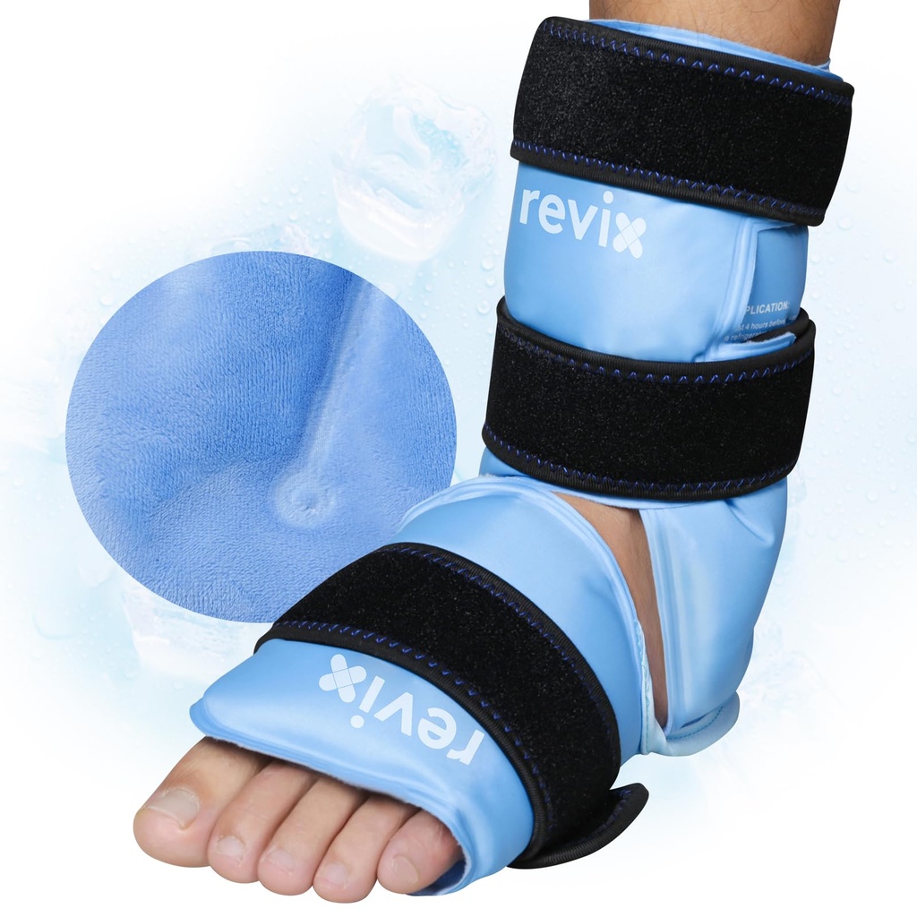 Paket Es Ankle REVIX Membungkus untuk Peninggalan Sakit Kaki dan Injuries Feet, Bisa dipakai Ulang Lempeng Dingin Gel untuk Tendonitis Achilles, Plantar Fasciitis, Keseleo Ankles dan Heels
