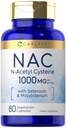 Carlyle NAC Tambahan N- Acetyl Cysteine 10000mg 124; 80 Capsules 12.4; dengan Selenium & Molybdenum 124; Vegetarian, Non-GMO & Gluten Bebas