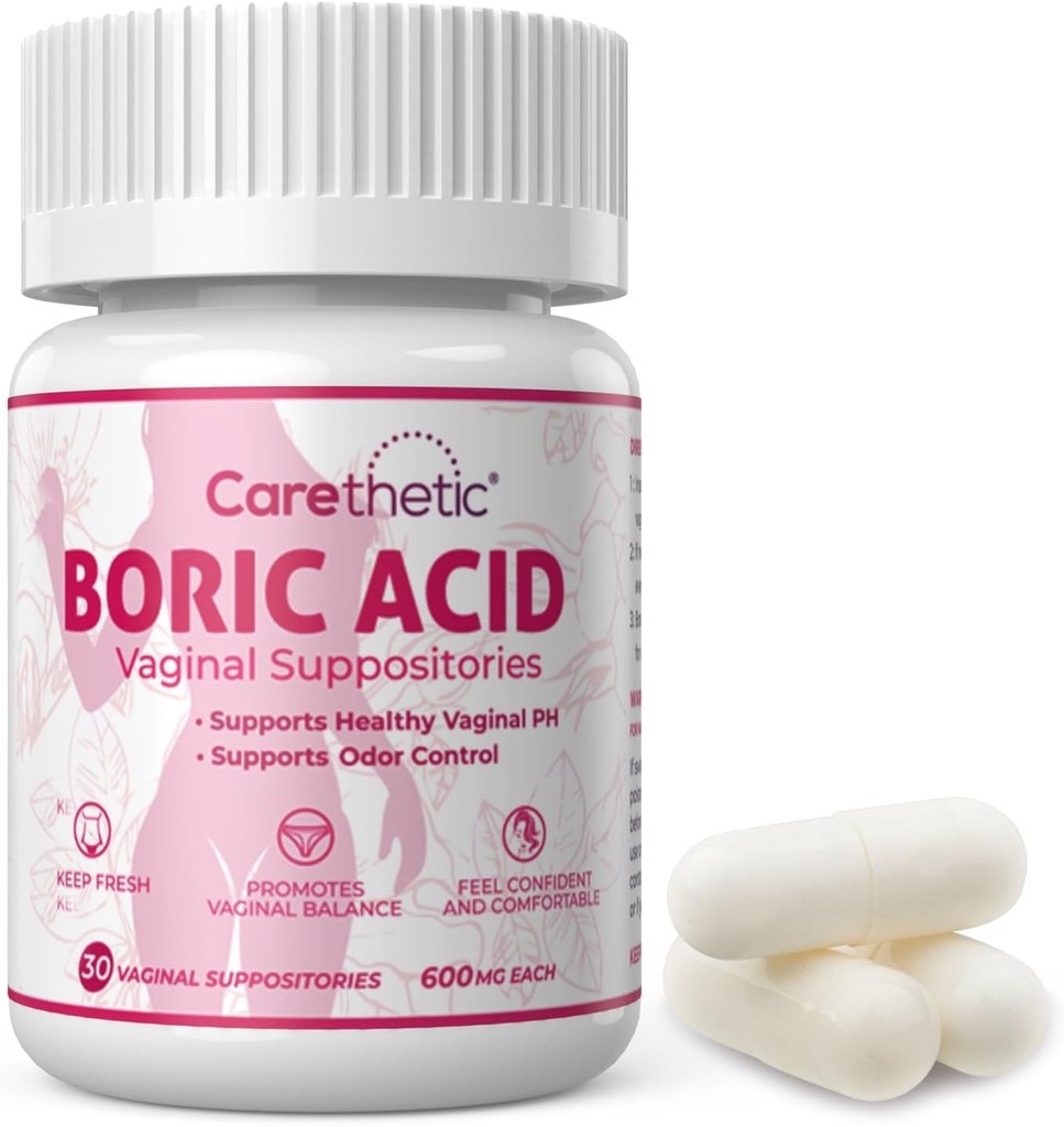Vaginal Supositor - PH Balance & Odor Control for Women, 600mg, 30 Count - Kesehatan Feminin Lembut