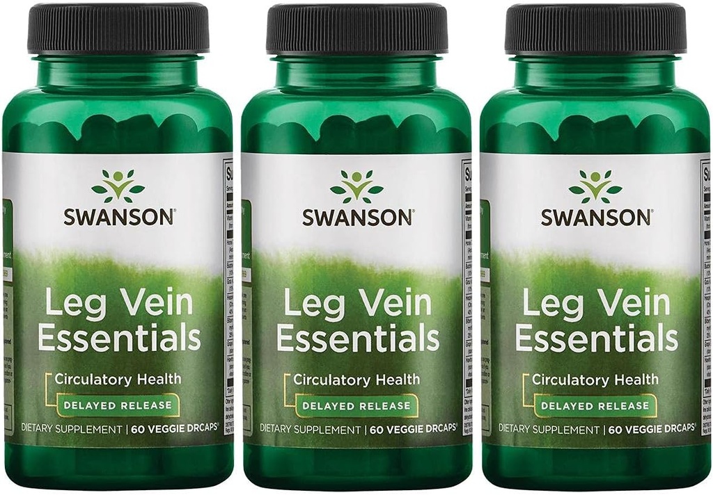 Swanson Leg Vein Esensials - Tertunda Rilis - 60 Veg Capsules (3 Pack)