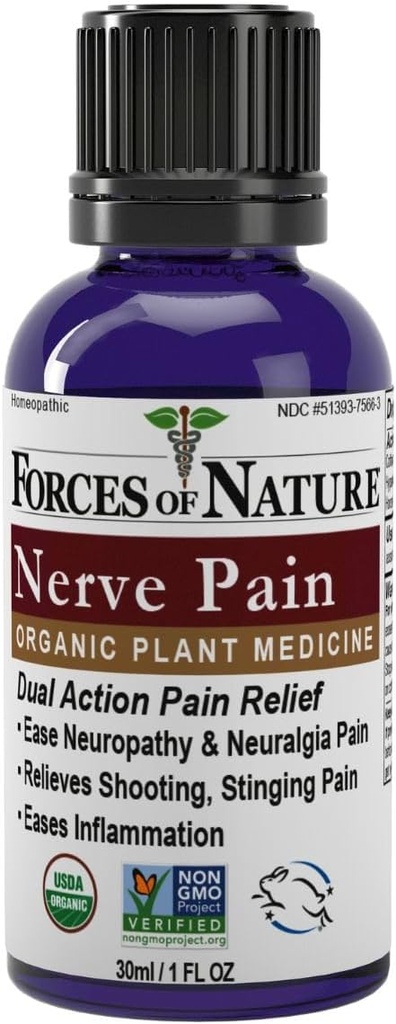 Angkatan Nature Nerve Pain Management, Relief Topikal Organik untuk Neuropathy & Nerve Discomfort, Bantuan Obat Homeopati dari Shooting Pains for Back, Hands & Feet, 1 fli oz