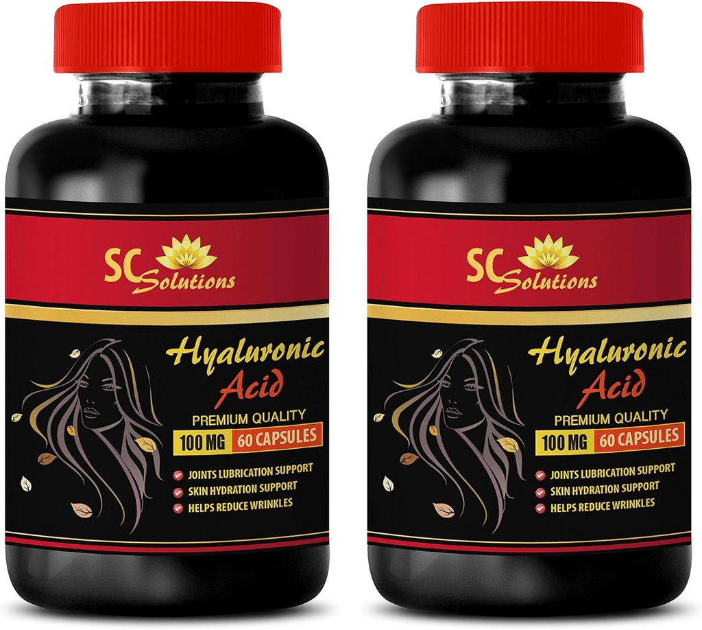 Anti Aging Capsules untuk wajah - HIV ALURONIC Acid Pil 100 mg - Hialuronic Acids untuk Mata - 2 Botol 120 Capsules
