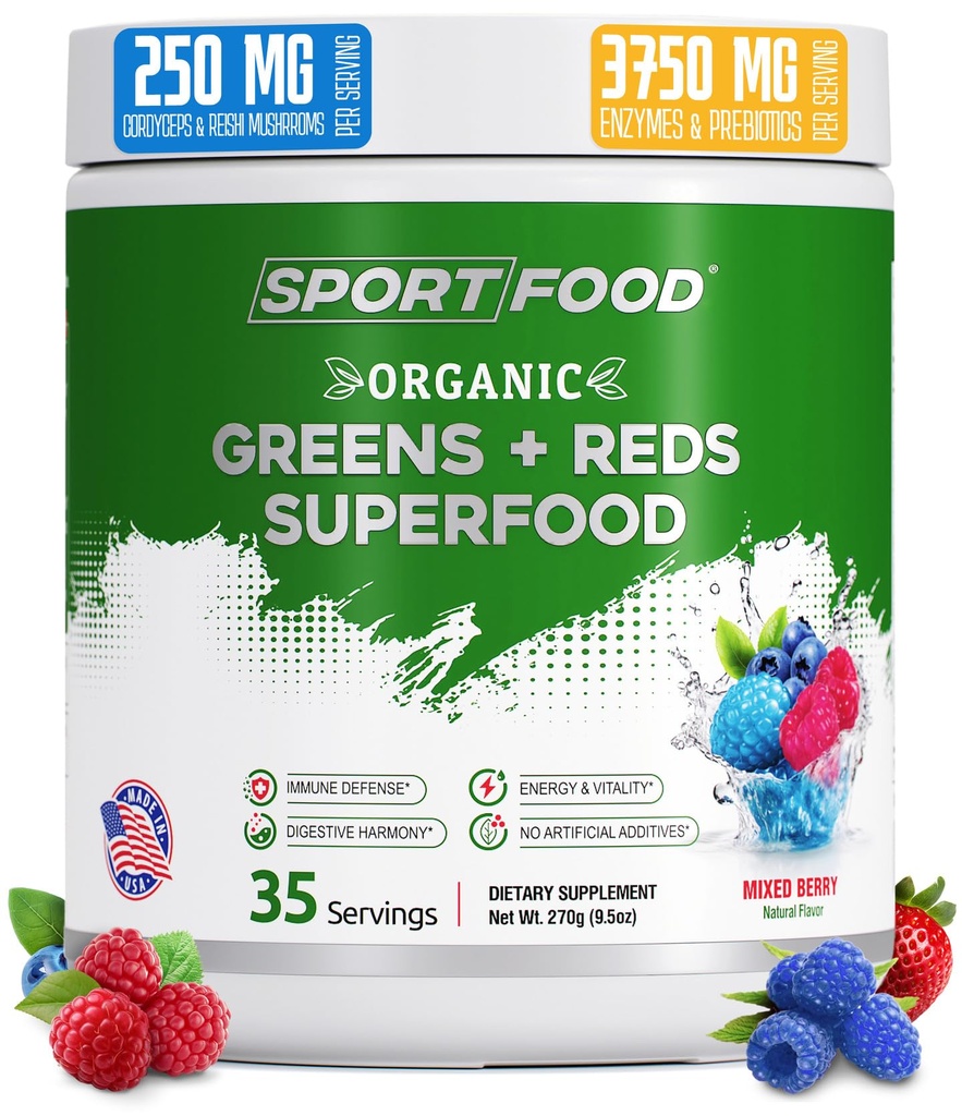 Super Fruits & Reds Superfood Powder 124; Mixed Berry Flavor 124; 25 + Super Fruits & Vegies, Beets, Pregnant 124; Energizing, Antiokidant- Rich, Keto- Friendly Smoothie Mix 124; 35