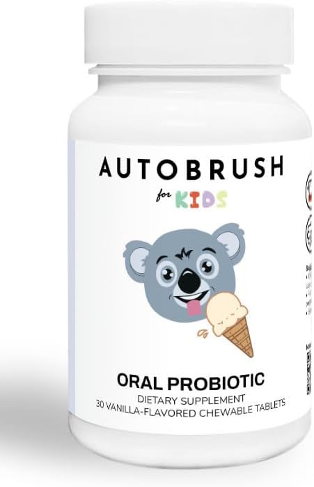 Autobrush Kids Orall-Care Slow Dissolve Probiotic Tablets 124; Dental Suplemen 124; Healthier Teeth dan Gums 124; Ballanced Mouth Bile 124; 30 Count (Vanilla) (1)