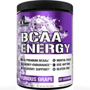 EVL BCAAS Amino Acids Powder - BCAA Energy Pre Workout Queder for Muscle Recovery Lean Growth and Endurance - Rehydrating Post Workout Recovery Drince with Natural Caffeine - Furious Grape