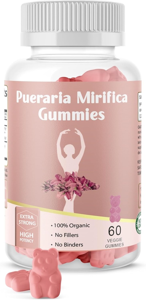Pueraria Mitrica Gummy Organic Supplement - Akar Murni 10: 1 Terkonsentrasi Ekstrak 60 Veggie Gummies, Premium - untuk Transgender. Perempuan, Pria...