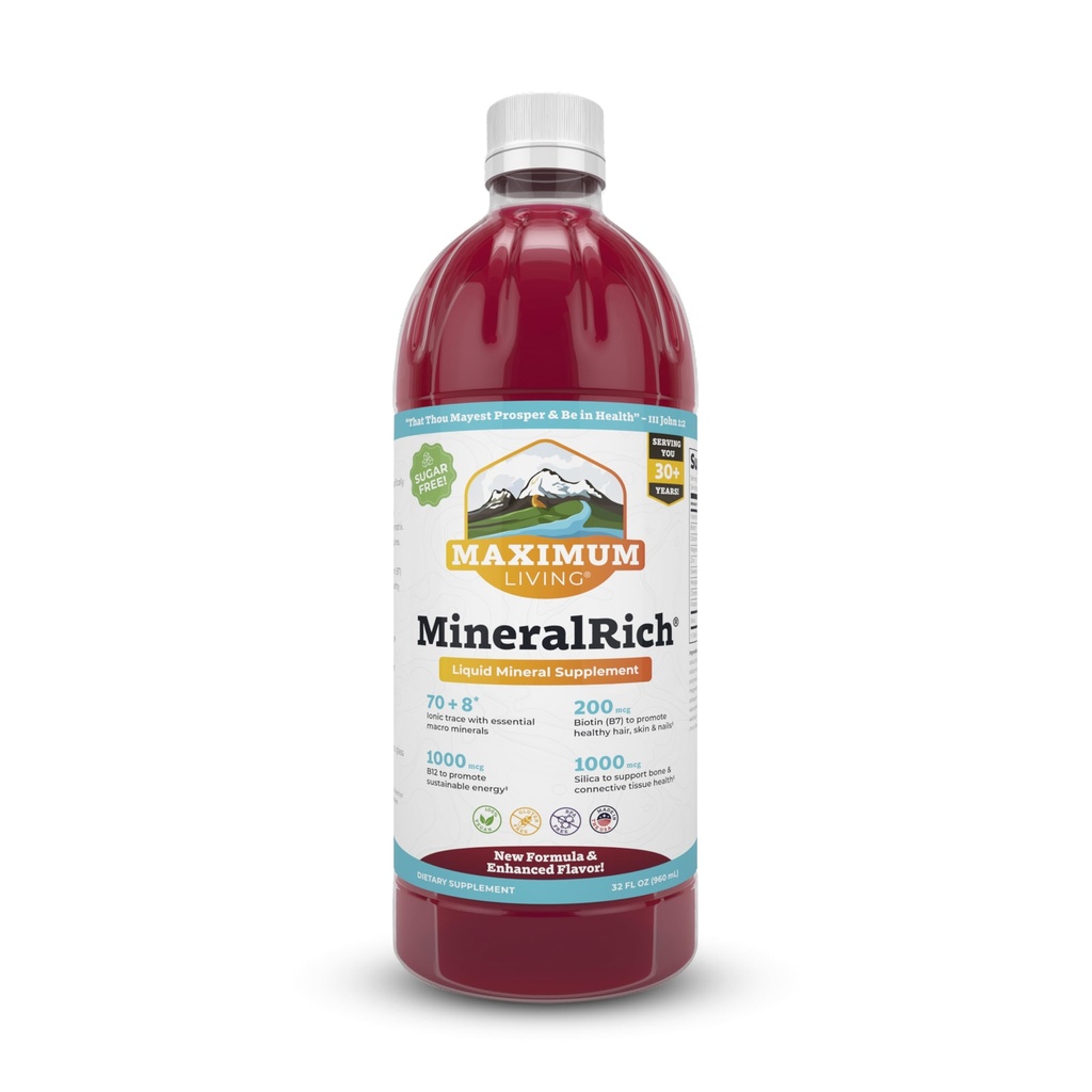 Maksimum Living MineralRich - Mineral Suplemen Mineral - Sugar Free Liquid Blend of Vitamin and Trace Mineral - 32 oz