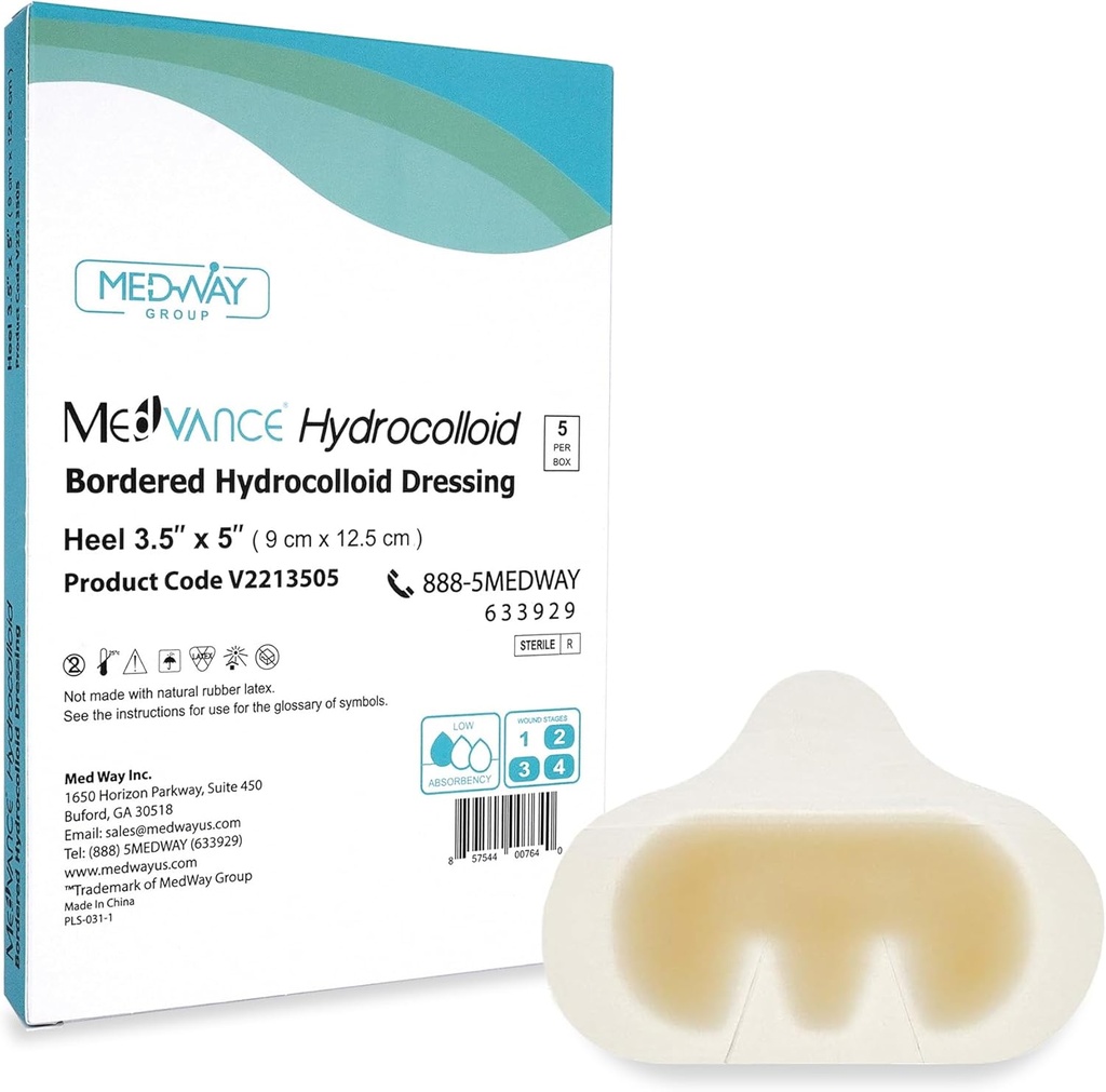 MedVance Hydrocolloid - Blocked Hydrocolloid Adhesive Dressing, Heel / Elbow, 3.5 "x5", Kotak 5 dressing