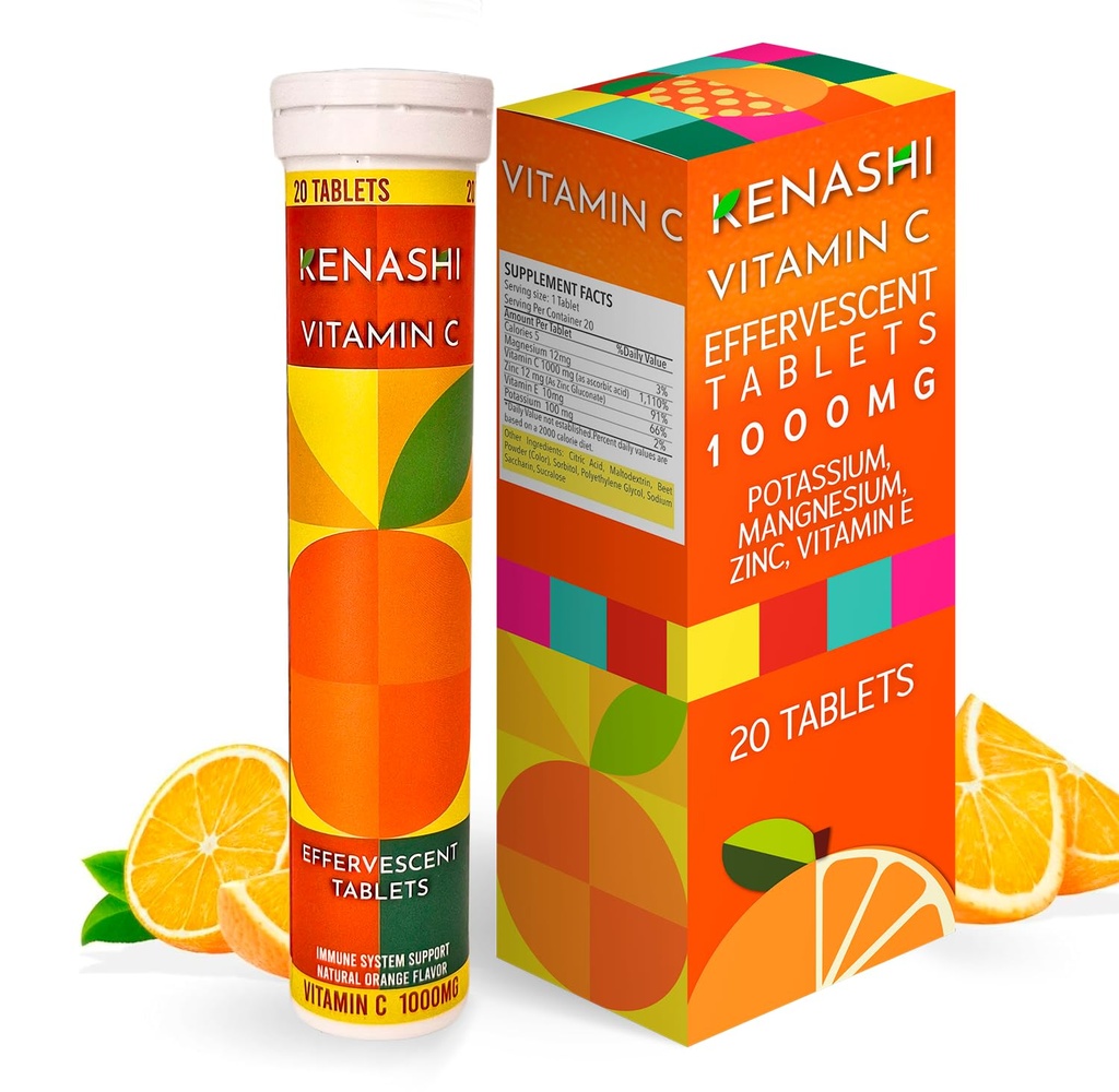 Vitamin C 100mg Effervescent Tablet Vitamin dengan Zinc Potasium Magnesium E Vitamin C Efervescente para Adulito Zinc dan Vitamin C 20 tablet