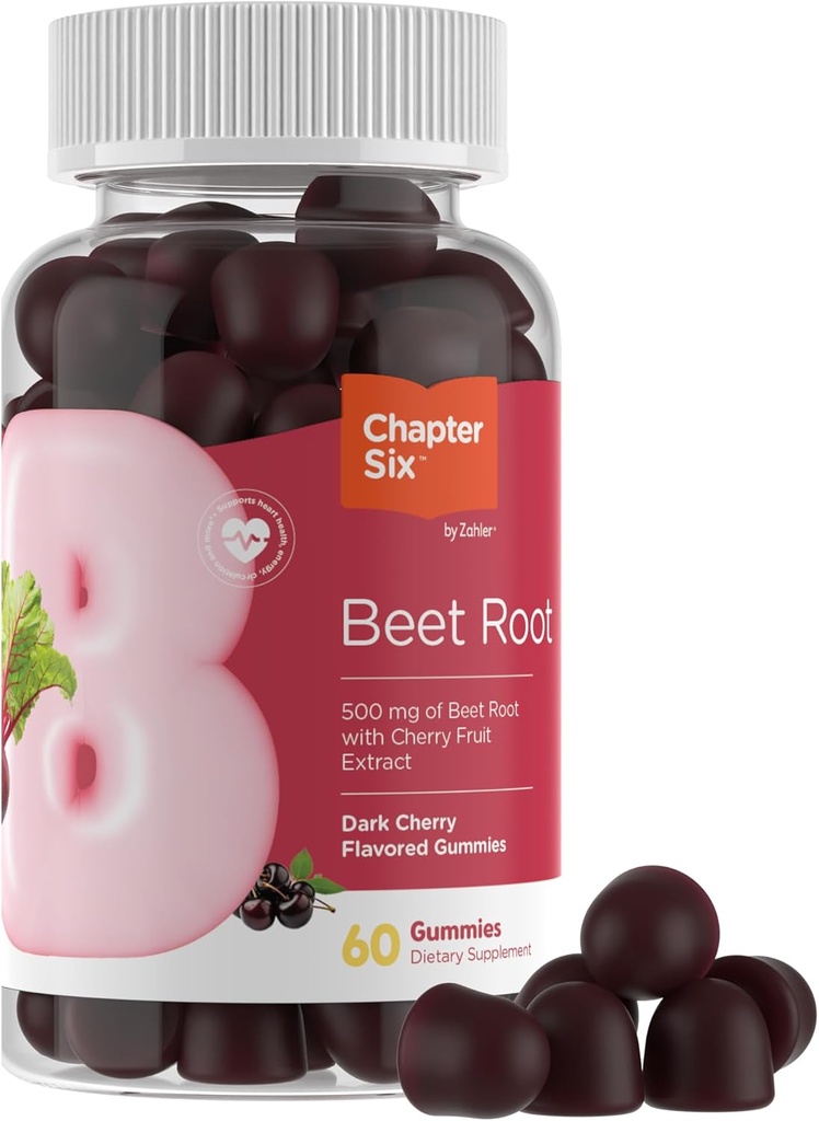 Zahler Beet Root Gummies with Cherry Fruit Extract - 500mg Beet Gummies for Dewata - Dark Cherry Flavor - Support Blood & Nitric Oxide Flow - Vegetarian Kosher Non GMO Beetroot Gummies - 60 Count