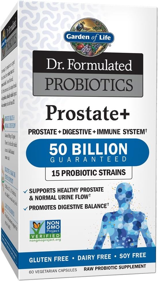 Garden of Life Dr. Formulated Prograte Prostat + - Acidophilus and Probiotic Supports Healthy Prostation and Digetical Saldo - Gluten, Dairy, and Soy-Free - 60 Vegetarian Capsules