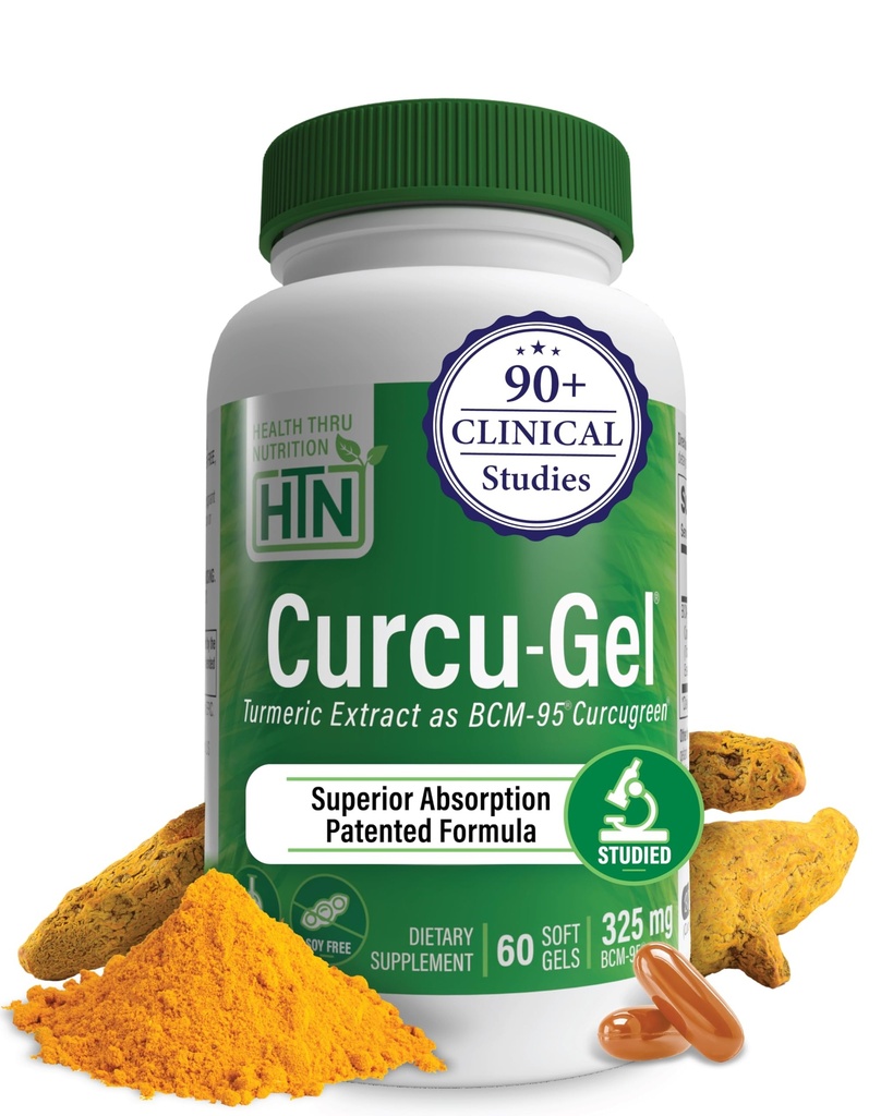 Curcu Nutrition Health Thru - Gel Turmeric Curcumin Complex BCM-95 Softgels, 325mg (Paket 60)