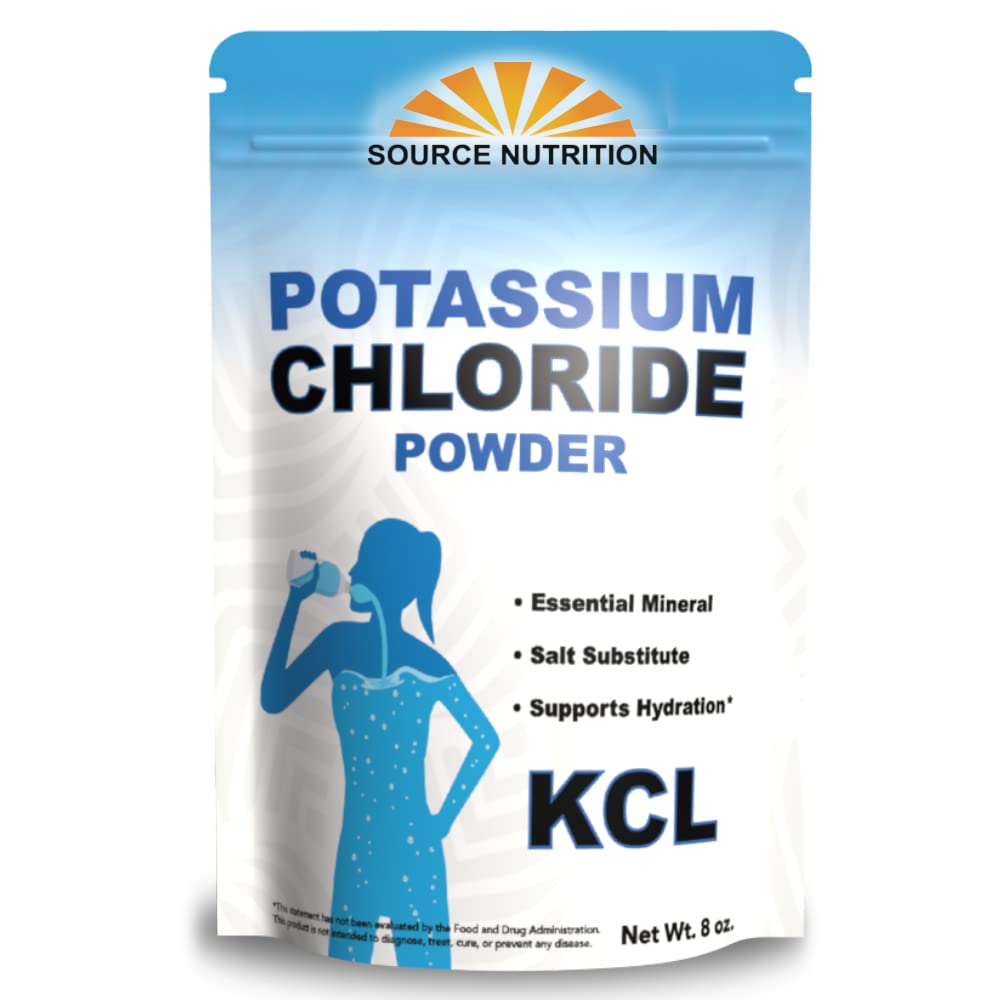 Posider Klorida Powder Sumber Nutrition - Support Hidration and Fluid Levels, Table Salt Substinct, Excellent Source of Kalium - KCL Supplemen (8 oz).