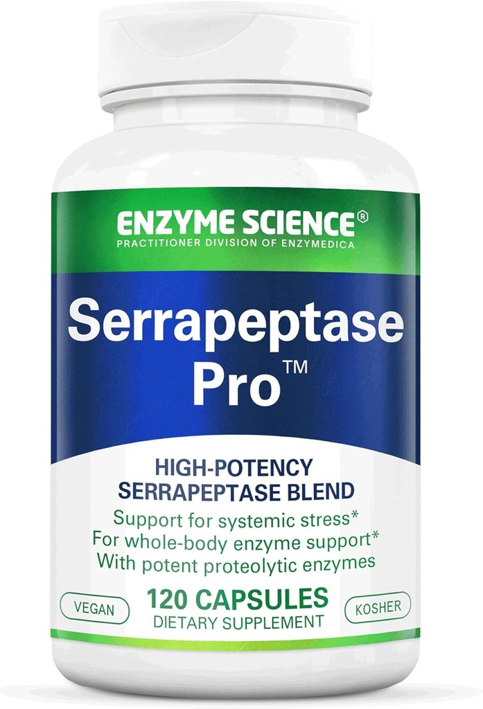 Enzyme Science Serrapeptase Pro, 120 Capsules - Serratiopeptidase Suplemen untuk Sinus, Imune & Cardiovascular Support