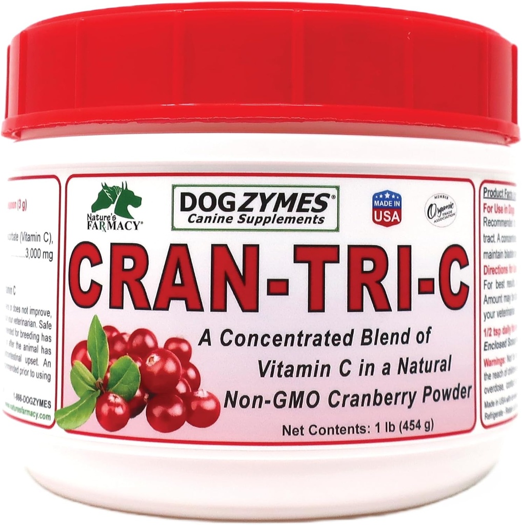 Dogzymes Cran Tri C Urinary Tract Support, Vitamin C Blend, 1418mg per Teadone (1 Pound)