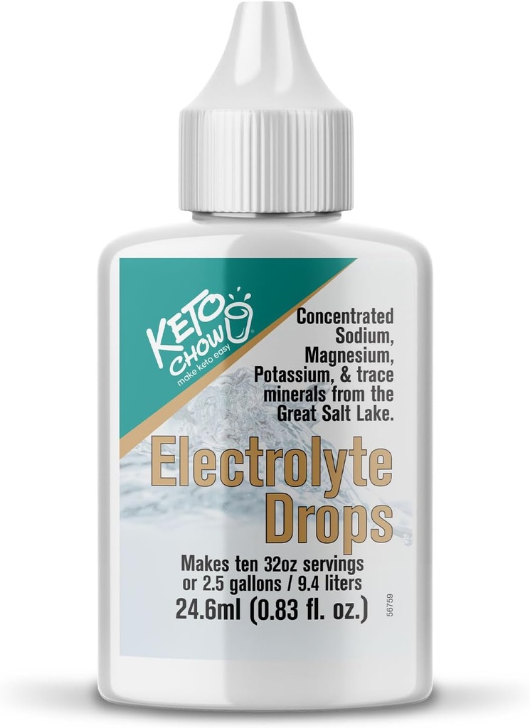 Keto Chow Electrolite Hydration Drops - Keto Diets & Intermittent Fasting - Imune Dukung - Gluten & Sugar Free - Sodium, Magnesium, Potel & Trace Minestration - Unflashted - 0.83 flf oz