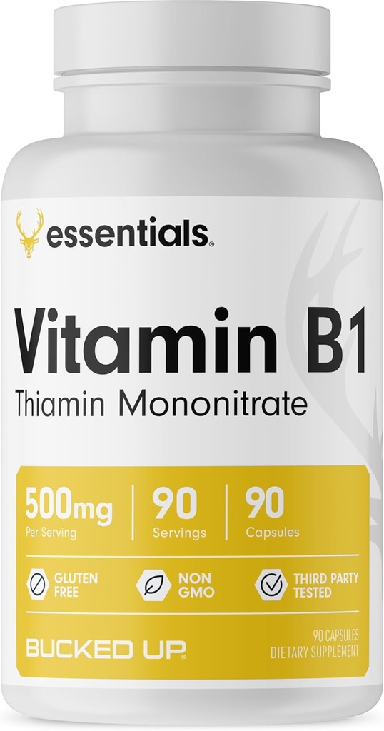 Bucked Up Vitamin B1 500mg Kapsul, Esensial (90 Hamba)