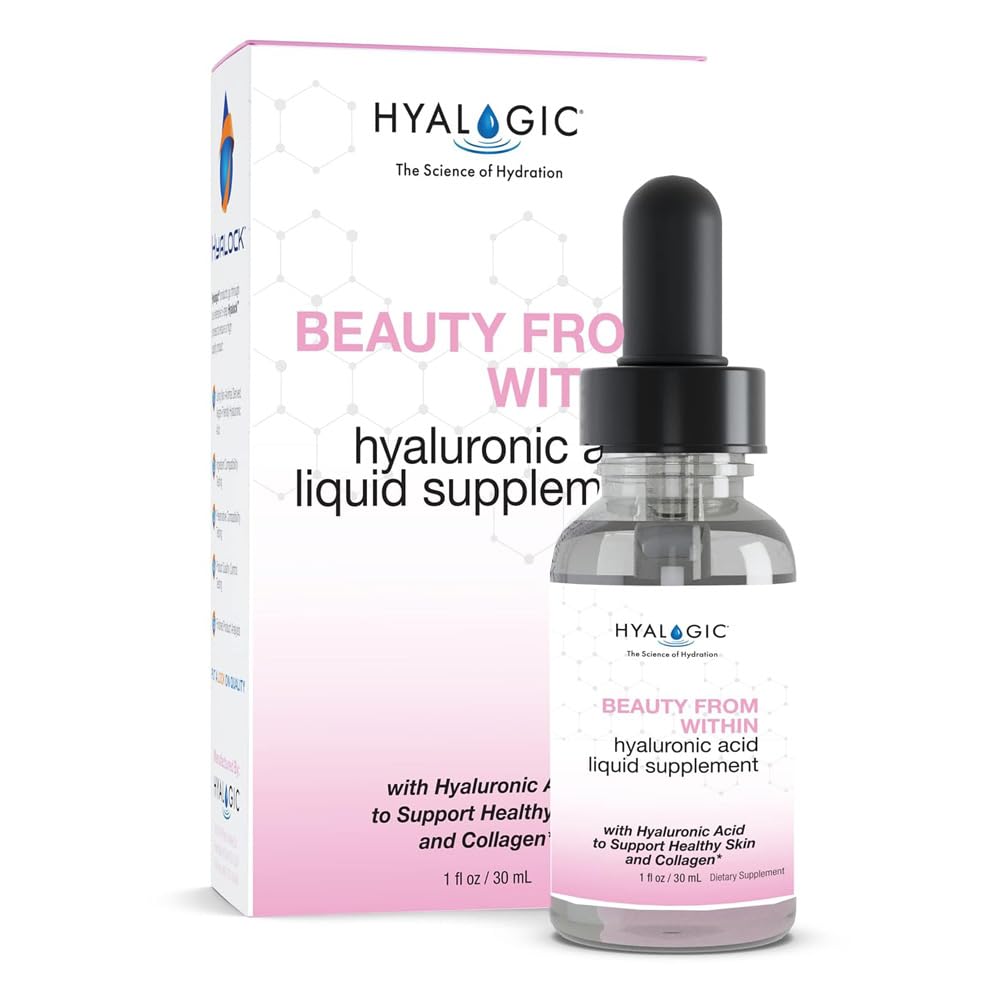 Hyallogue Beauty From In Hyaluronic Acid Liquid Suplement - Liquid Hyaluronic Acid for Skin Hydration, Joint Dukung, Collagen Boost - Vegan, Gluten- Free, Odorless & Tastless (1 Fl Oz)