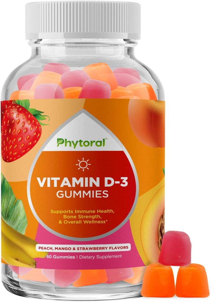 Gummies D Chewable Vitamin untuk orang dewasa - Delicious Daily Vitamin D3 Gummies dengan D3 2000IU per Serving - Gluten Free Non-GMO Gummy dewasa untuk Dukungan kekebalan (1 Bulan)