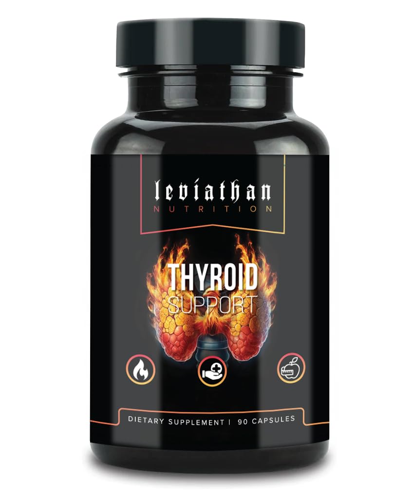 Leviathan Thyroid Dukung Atlever 124; Energi & Thyroid Suplemen Kesehatan & Iodium, Selenium, Zinc, Manganese, Copper, L Tyrosine, Guggul Dukungan bagi Perempuan & Pria