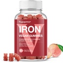 Vegan Iron Gummies Supplement - dengan Vitamin C, A, B- Complex, Finish, Zinc for Dewata & Anak-Anak - Kesehatan Darah & Energi Dukungan untuk Defisiensi Besi, Anemia, No After Rasa - Peach Flavor (90 Ct)