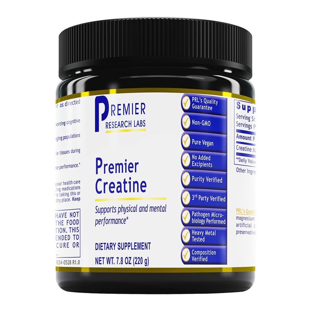 Premier Research Labs Premier Creatine - Creatine Monohydrate Powder, Creatine Powder for Men, Women, Vegearian, Unflashed Vegan Friendly Formula - 7.8 oz (40 Servings)