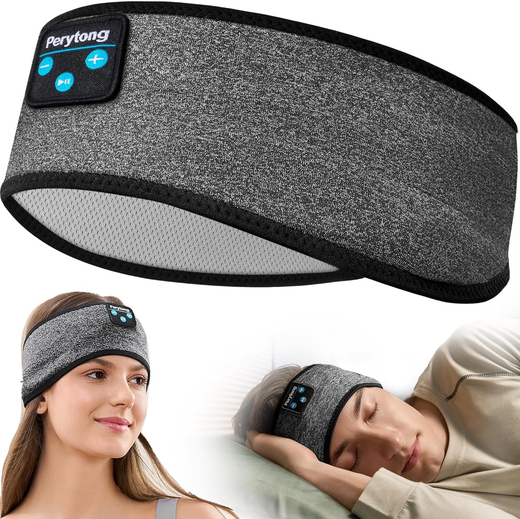 Perytong Wireless Sleep Headband dengan Comfortable Earbuds untuk Side Sleepers, Sleeping Eye Mask for Women Workout