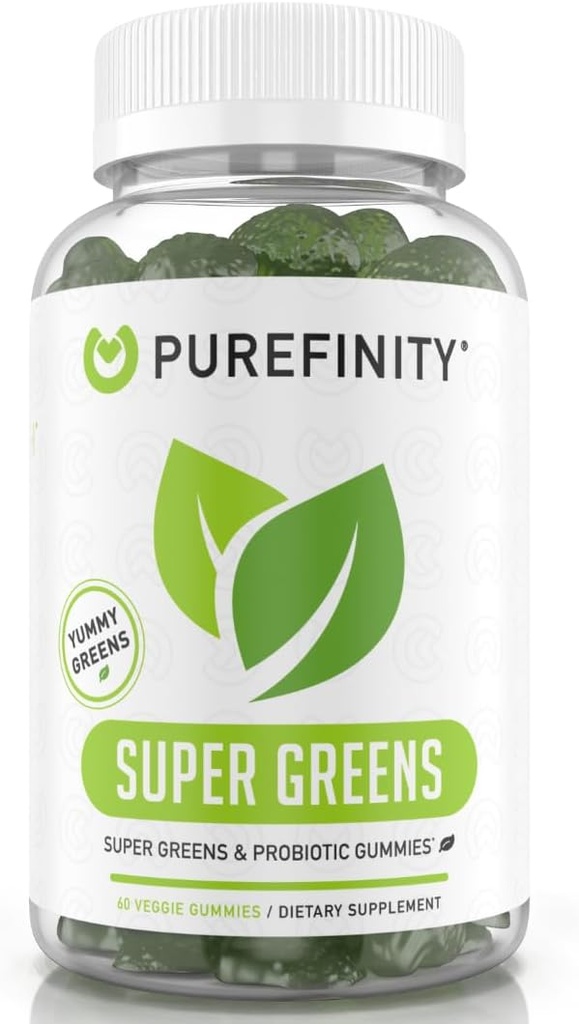 PUREFINITY Harian Super Hijau dengan Spirulina, Spinach, Broccoli, Root Beet, Acai, dan Vegetable lainnya, Seluruh Supplemen Veggie Non- GMO, Gluten Free, Vegan, 60 Count