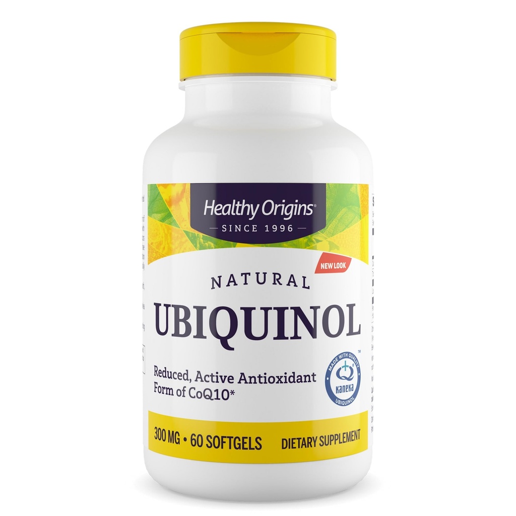 Origins Sehat Ubiquinol (Bentuk Aktif CoQ10), 300 mg - Kaneka Ubiquinol Support untuk Dukungan Kesehatan & Antioksidant - Gluten- Free & Non-GMO Tambahan - 60 Softgeels