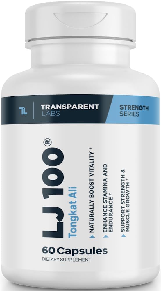Lab Transparent LJ100 - Eurycoma Longifolia Tongkat Ali Ekstrak 100mg Capsules untuk Lean Body Mass, Kekuatan, dan Performance Enhancement - 60 Count