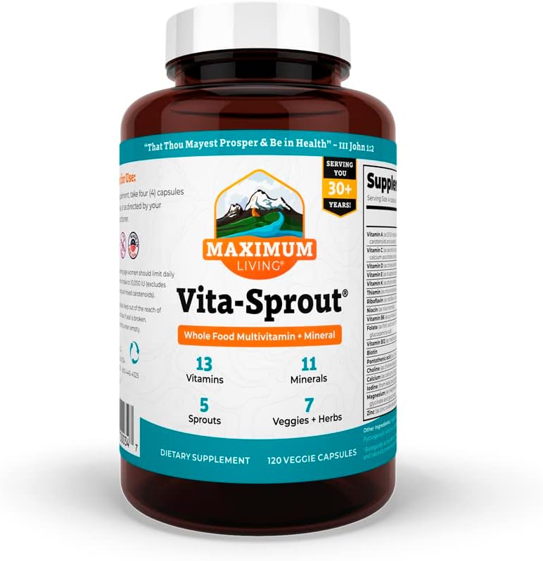Maksimum Living - Vitas-Sprout Whole-Food Multivitamin & Phytonutrient Blend - 120 Capsules