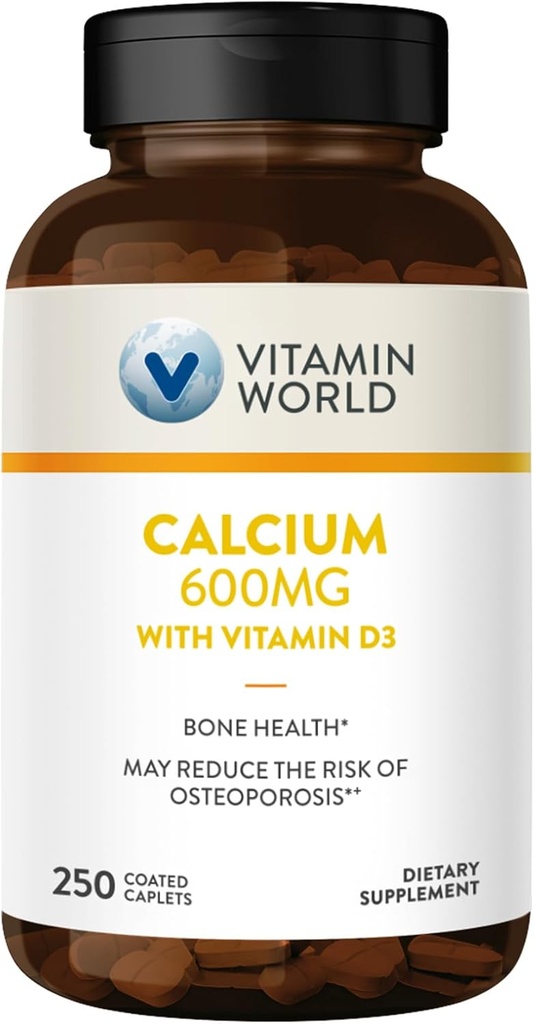 Vitamin World Calcium 600mg + Vitamin D3 250 Caplet berlapis