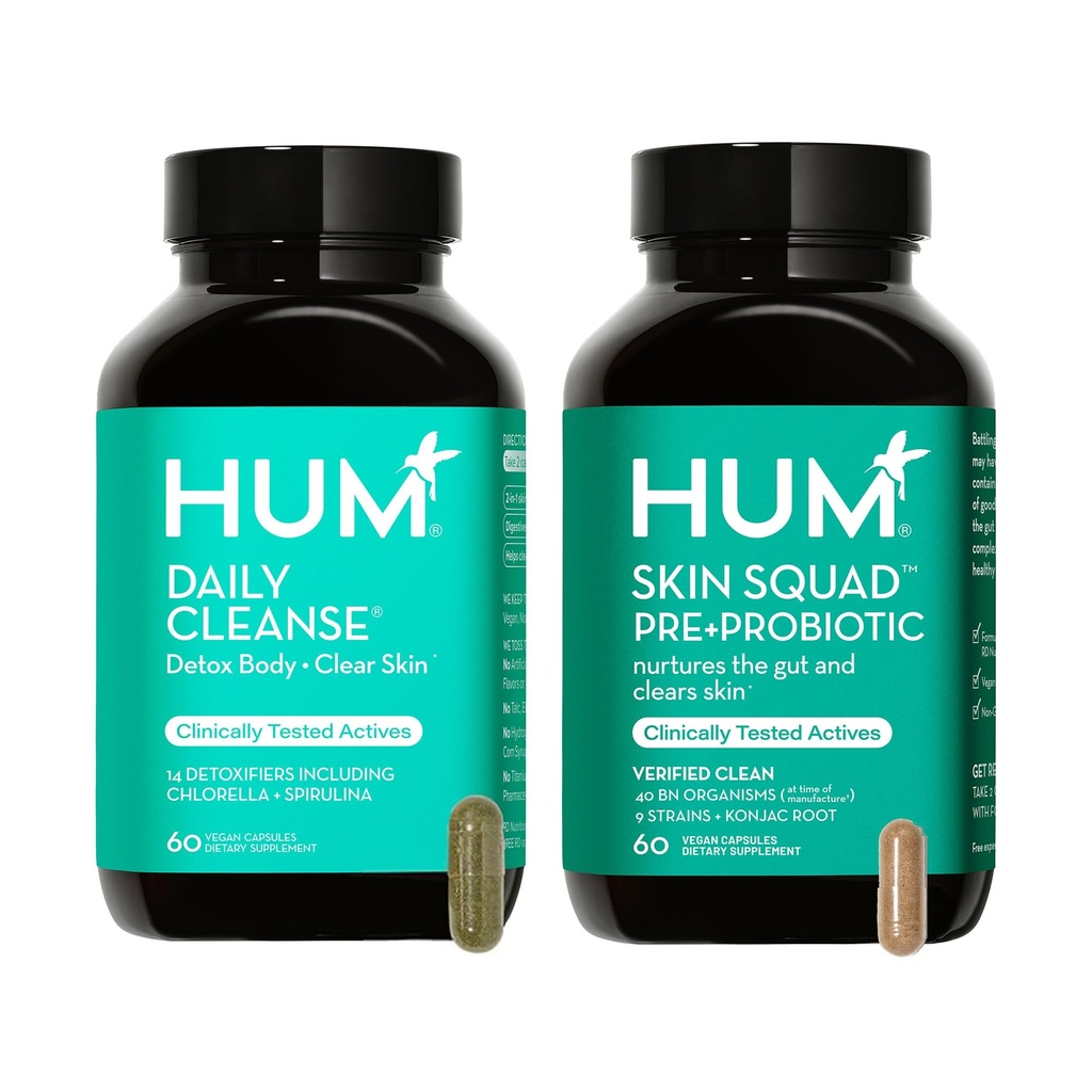 HUM Full Skin Detox dan Cleanse - Proboitics untuk Masalah Skin dan Acne Breakout witrh Organic Algae, Detoksifikasi Herbs, Skin Squad dan Daily Cleanse
