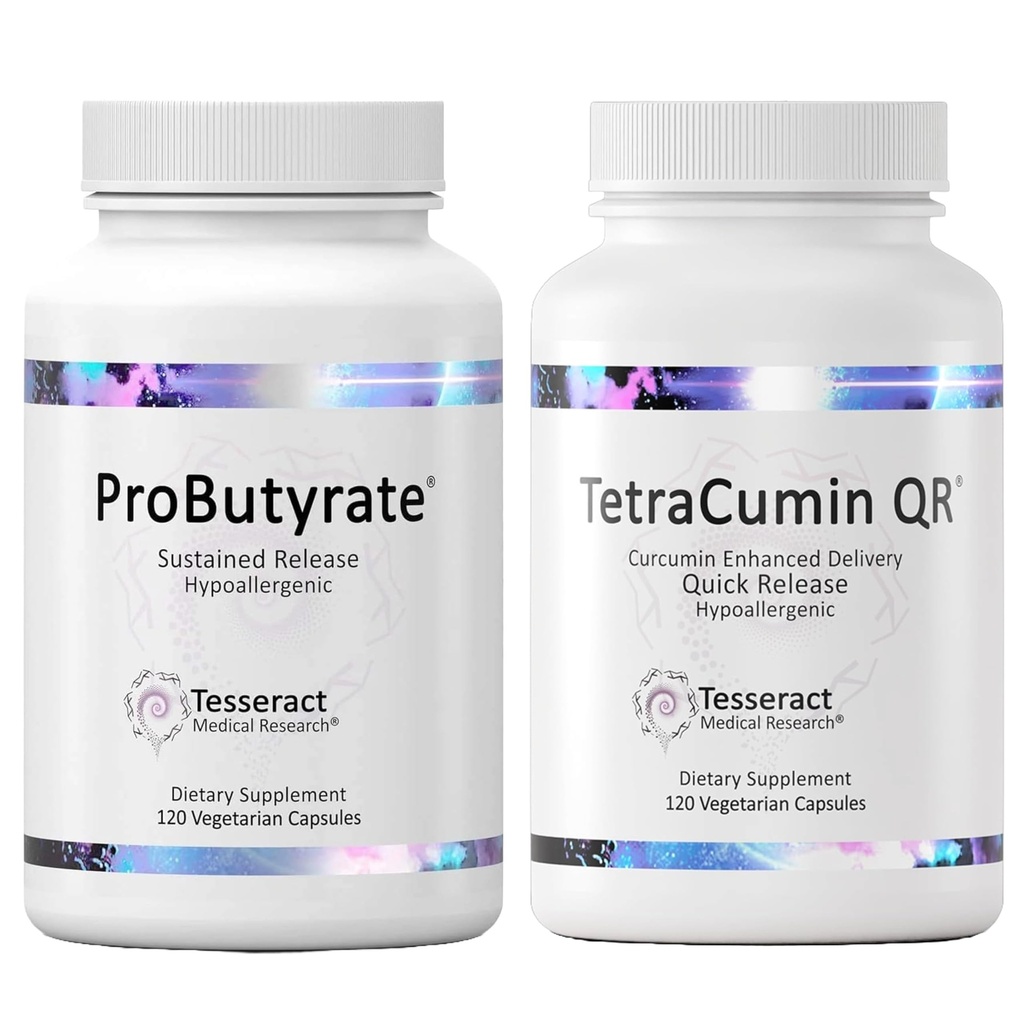 Tesseract Medical Research Optimal Gut & Tease Bundle, Butyric Acid Complex Gastrointestinal dan Curcumin Metalite Joint Relief Suplemen