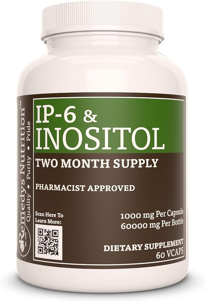 Remedy gizi IP6 (hexapfosfat) dengan Inositol, Kalsium & Magnesium 124; 1.000 mg Dietary Supplemen Dua Bulan