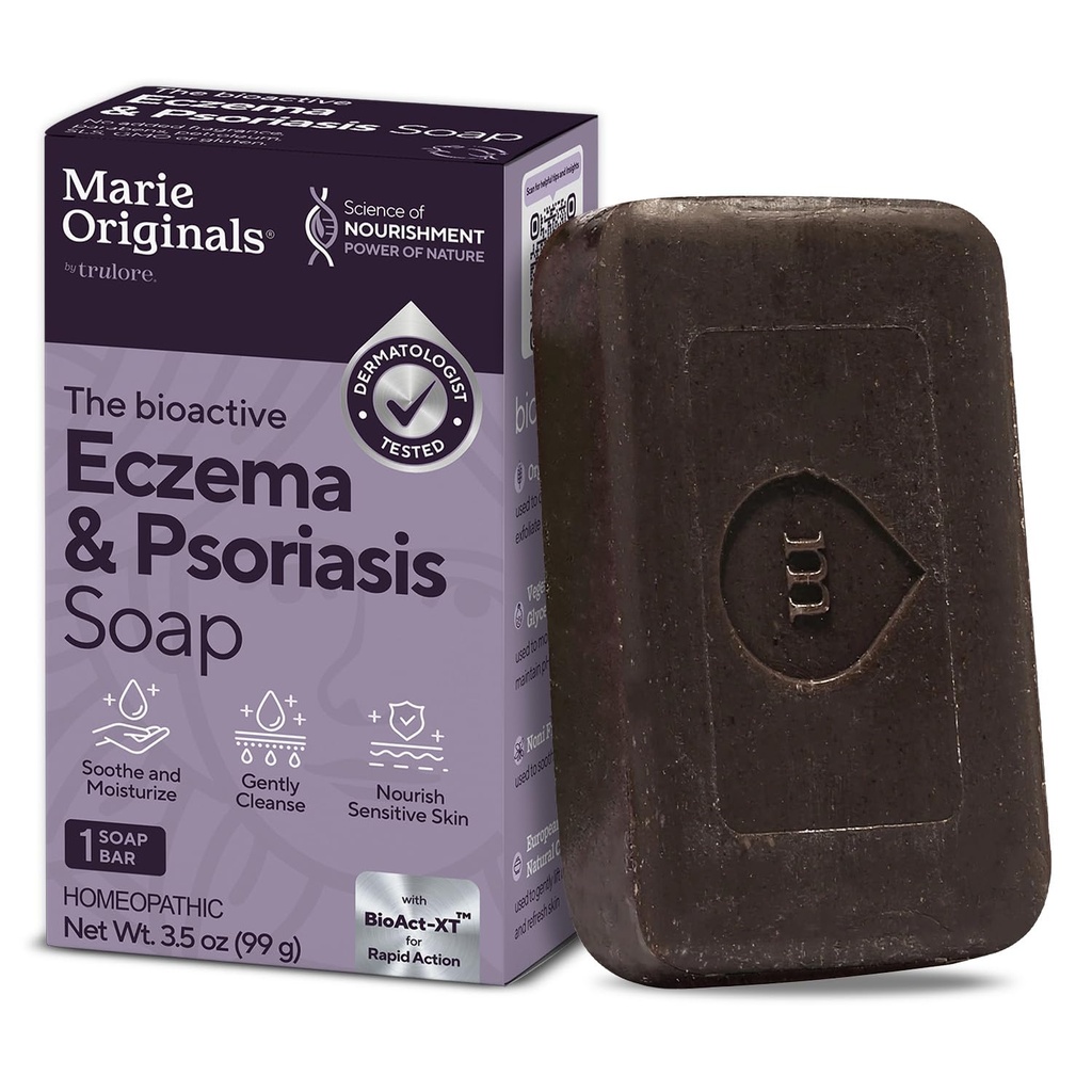 Marie Originals Eczema Face Soap Body Wash Bar - All Natural Psoriasis, Dermatitis Treatment for Dry Itchy Flaky Flaky Relief - Gentle Detoxicaying, Healing, Anti- Itch, Cleansing Skincare (Kembang Kulit 1)