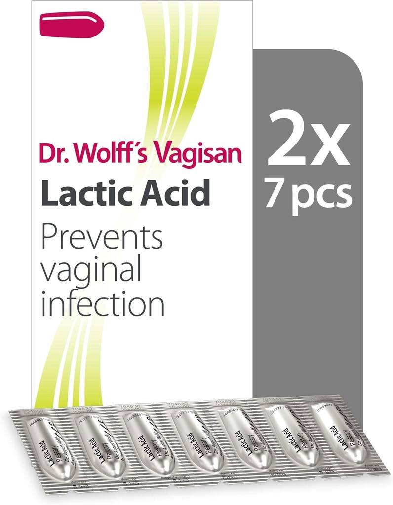 Vagisan Dr Wolff 's Lactic Acid Pesaries, Daily Vaginal Health & Intimate Hygiene, Prevention Infeksi, 2X7pcs