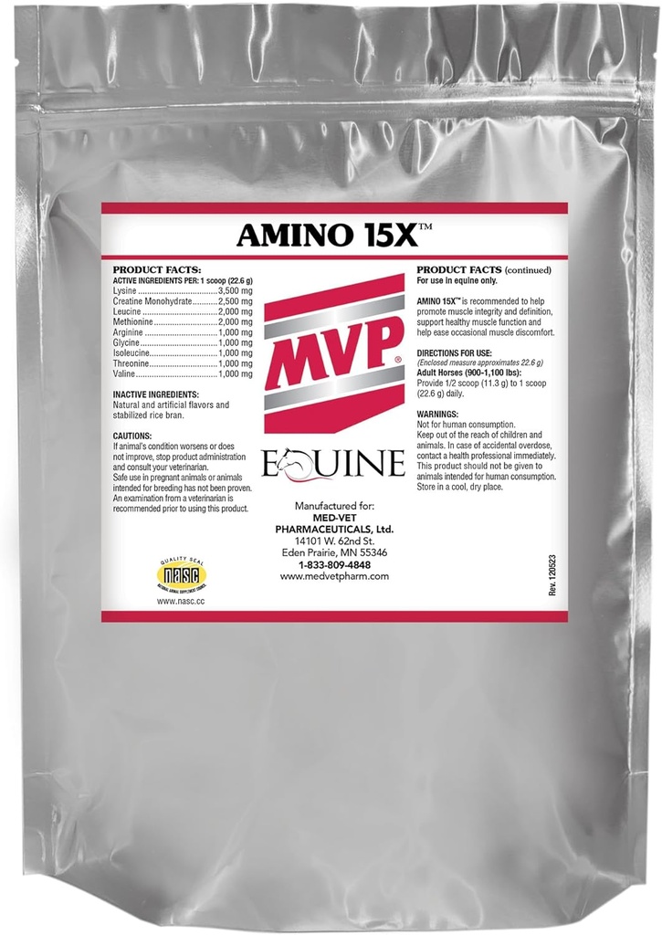 Amino 15X (3 lb) -Mendukung Fungsi Otot Sehat, Pengembangan dan Pemulihan Kuda