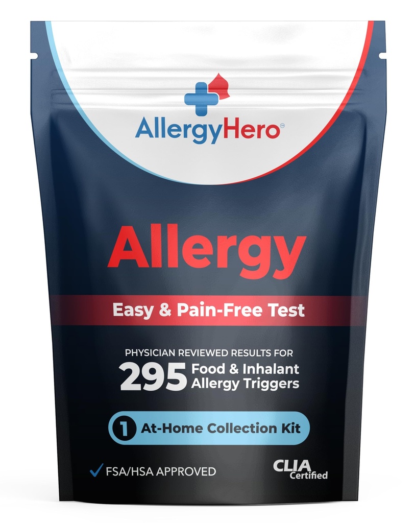 AllergyHero Comprehensive Food and Envirental Allergy Test Kit dengan 295 Triggers for Dewata & Kid - Easy and Pain- Free at Home Use Allergy Test Kit dengan Hasil Akurat