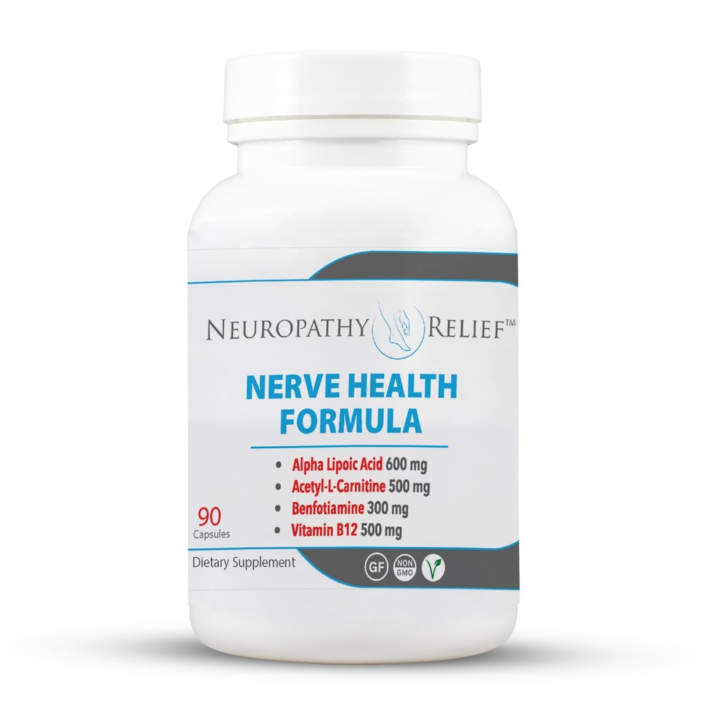 Neuropathy Relief ™ Nerve Health Formula - Advanced Dukungan dengan Alpha Lipoic Acid, Acetyl- L- Carnitine, Benfotiamine, dan Vitamin B12- 90 Capsules