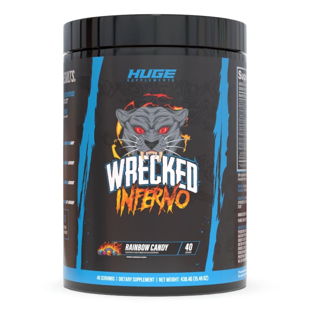 Wrecked Inferno - Thermogenic Pre Workout Bagi Pria & Women, Increase Energy, Boost Thermogenesis & Metabolisme, Enhance Exercise Performance - Berisi L- Citrulline, L- Carnitine, Beta- Alanine & More