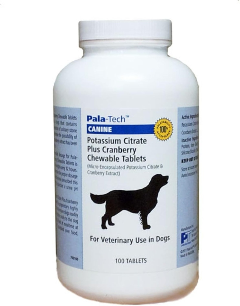 Perawatan Anjing UTI - Potasium Citrate Plus Cranberry Tambahan untuk Dogs 100 Tablet Dapat Dicuci untuk Infeksi Traktur Uriner & Pencegahan Batu Bladder, Dukungan Incontinental Canine Terbuat di Amerika Serikat