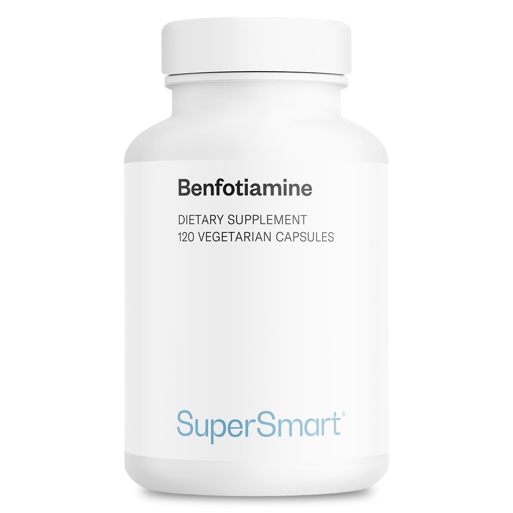 Super pintar - Benfotiamine 320mg per hari (Potensi Tinggi) - Bioavailable Thiamine - Vitamin B1 Benfotiamine Suplemen 128-GMO & Gluten Bebas - 120 Vegetarian Capsules