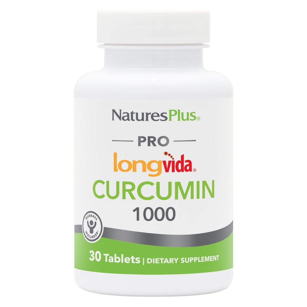 NaturesPlus PRO Longvida Curcumin 1000 mg - 30 Tablet - Promotes Free Radical Protection - Non-GMO, Vegan & Gluten Free - 30 Hamba
