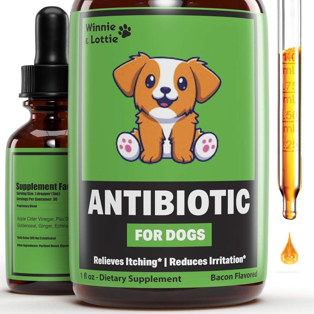 Antibiotik Natural Dog - Antibiotik untuk Anjing - Mendukung Itch Relief, Bantuan Allergy, Kesehatan Immune & More - Antibiotik untuk Anjing - Itch Relief untuk Anjing - Pengobatan Infeksi Kold untuk Anjing - 1 oz