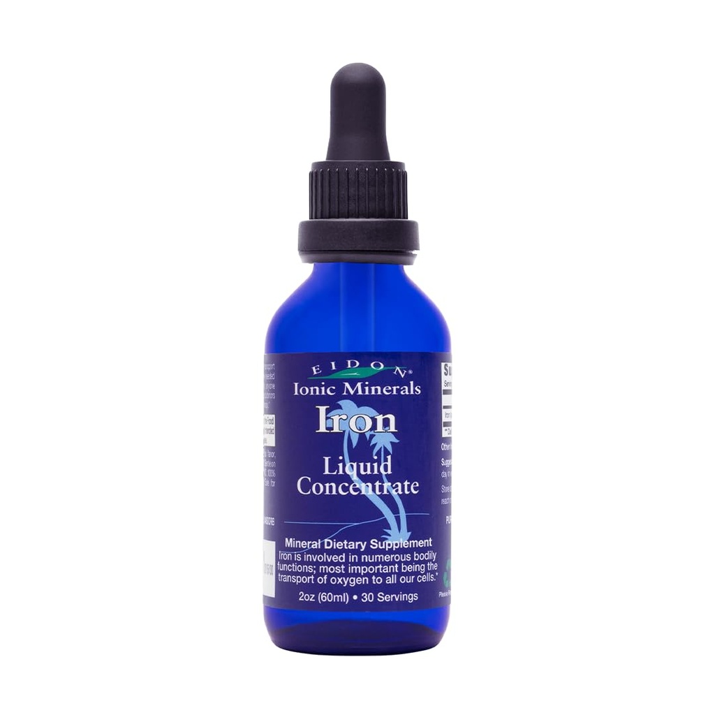 Eidon Iron Liquid Concentration - Liquid Iron Suplement Suplement for Women & Men, Vegan Ferrous Iron Drops for Dewata & Kid, Natural, High Potency, Gluten Free - 2 Fl Oz Bottle with Dropper (Pack of 1)