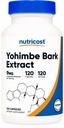 Nutricost Yohimbe Bark Extract 450mg (9mg Yohimbine Alkaloids), 120 Capsules - Ekstra Kekuatan, Gluten Bebas, Non-GMO