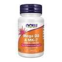 Sekarang Makanan Suplemen, Mega D-3 & MK-7 dengan Vitamin D-3 & K-2, 5.000 IU / 180 mcg, Dukungan Bone & Cardiovaskular *, 60 Veg Capsules