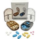 2PCS - Pill Cutter Splitter with Mini Pill Box - Pill Cutters for Small Pills Profesional - 4 Way Pill Splitter 1 / 4 - Pill Splitter with Cinding Device - Gray & Brown